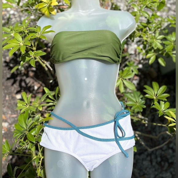 Free People Green Bandeau Bikini Top Size S L Lex Basic Swimsuit Surfer Boho - Picture 5 of 11